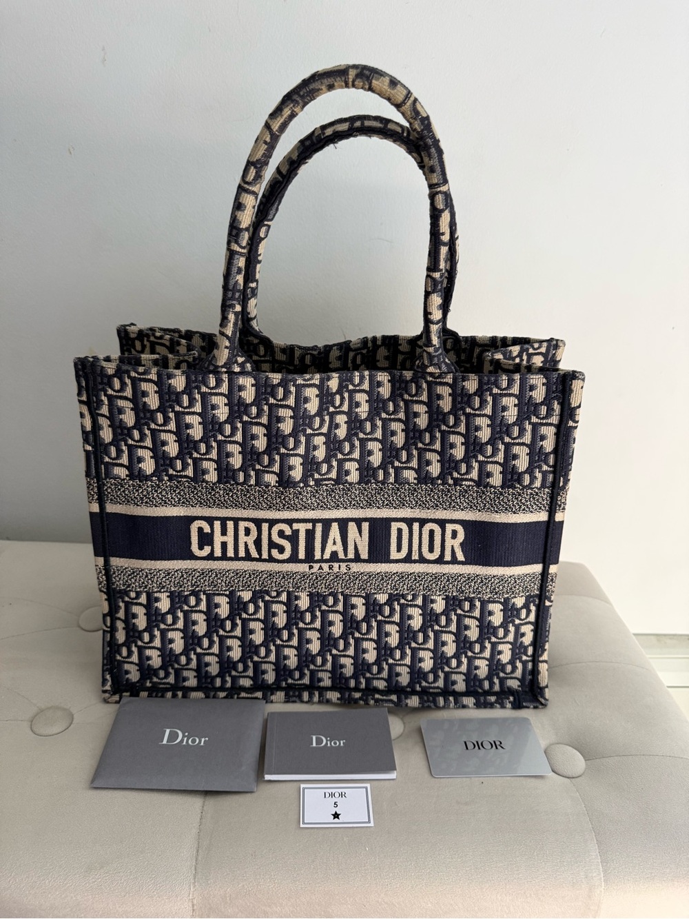 Dior Navy and Beige Book Tote